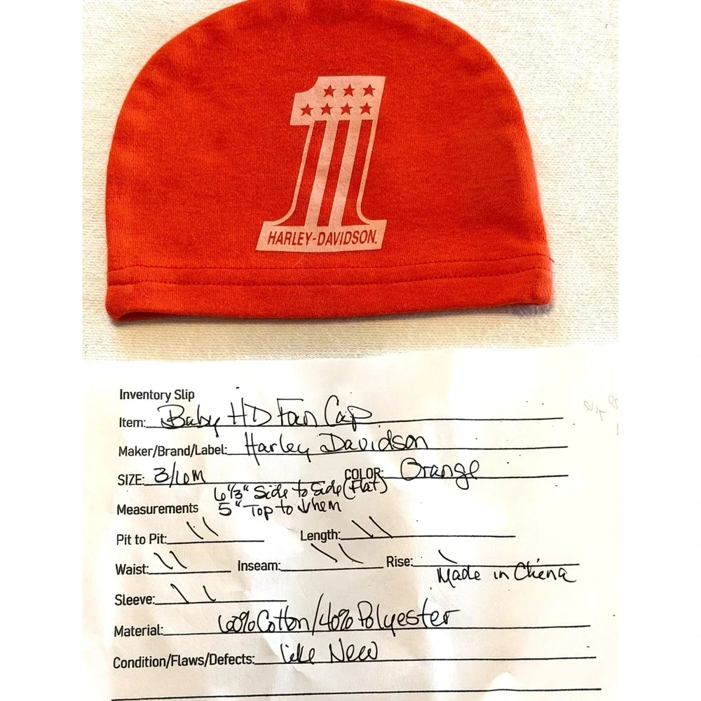 Harley-Davidson Baby Orange Knit Beanie Hat #1 Logo 3/6M 2501113